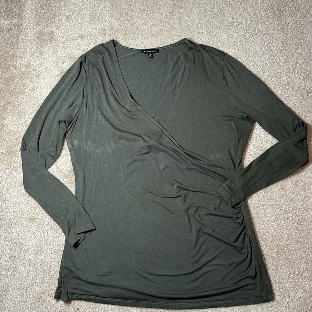 Universal Standard Liquid Jersey Two-Way Long Sleeve Cross Top, Green, Sz 18-20